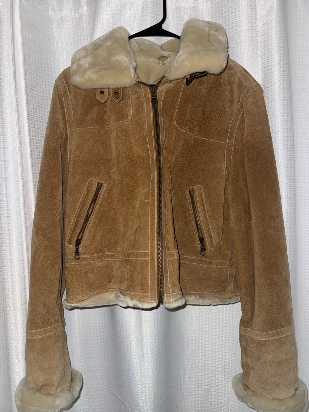 Women’s Shearling-Lined Suede Jacket - Tan xl Wilson’s leather